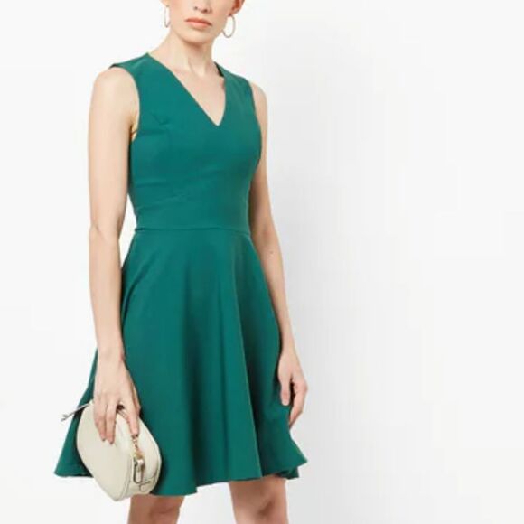 BRAND NEW CALVIN KLEIN V-NECK SLEEVELESS A-LINE STRETCH WOMEN"S DRESS - Picture 1 of 14